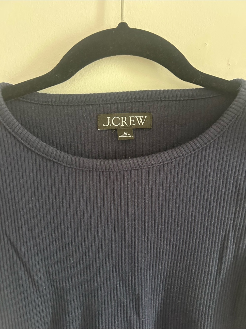 J. Crew Navy Ribbed Ruffle Sleeve Tank - Picture 3 of 9